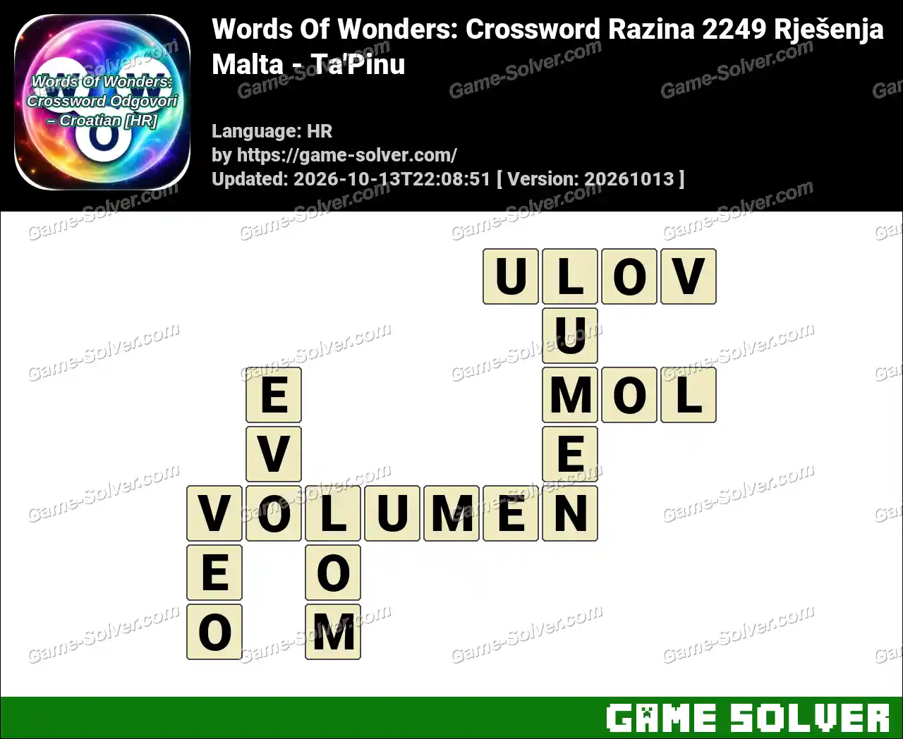 Words Of Wonders: Crossword Razina 2249 Rješenja – Malta – Ta’Pinu